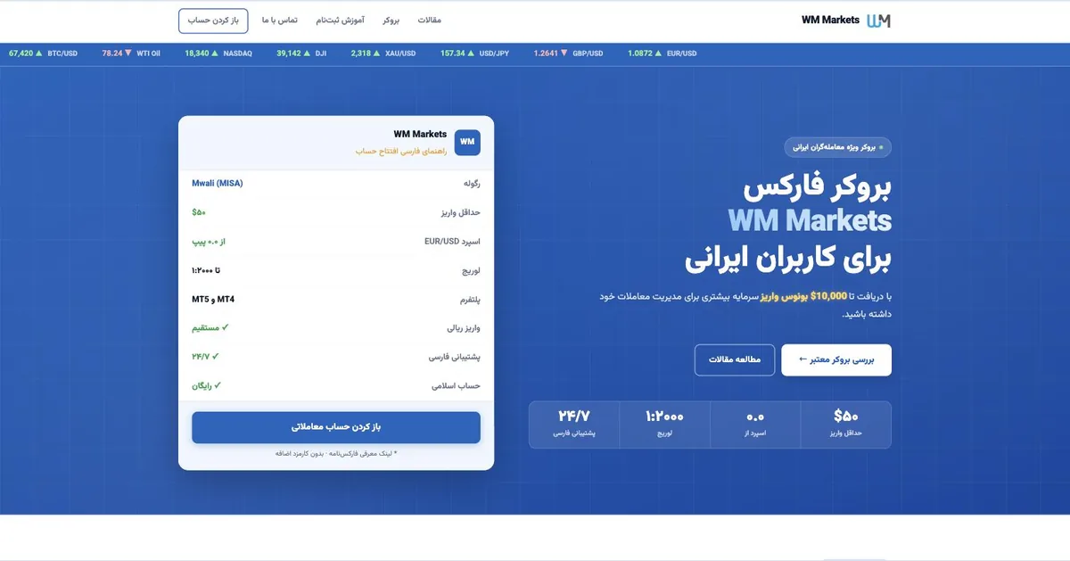 سایت معامله‌گر بازارهای مالی WM Markets