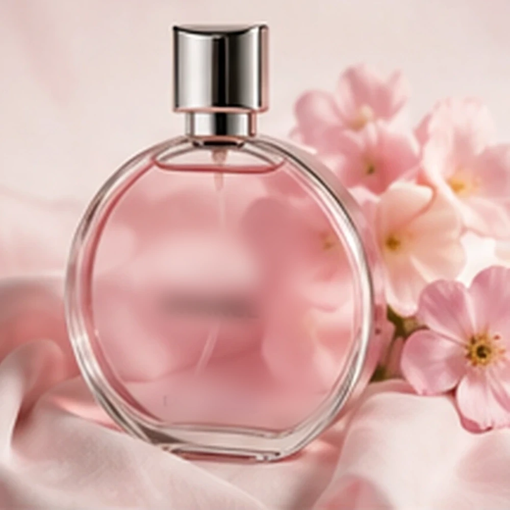 نمونه تصویر عطر زنانه روی پارچه ابریشمی
