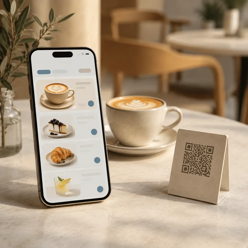 نمونه تصویر منوی دیجیتال QR کافه روی موبایل