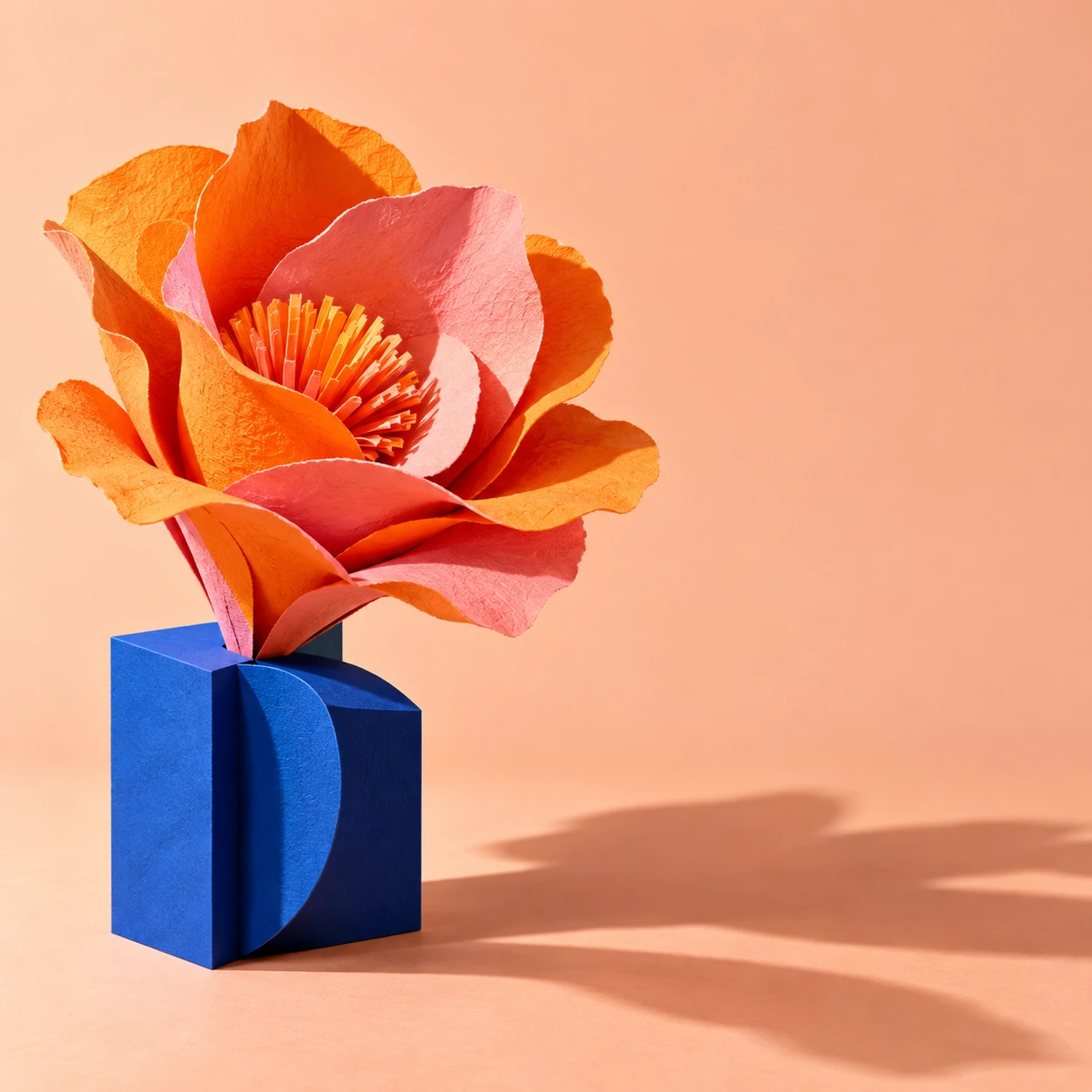 نمونه تصویر پوستر خلاقانه گل کاغذی با فضای متن فارسی